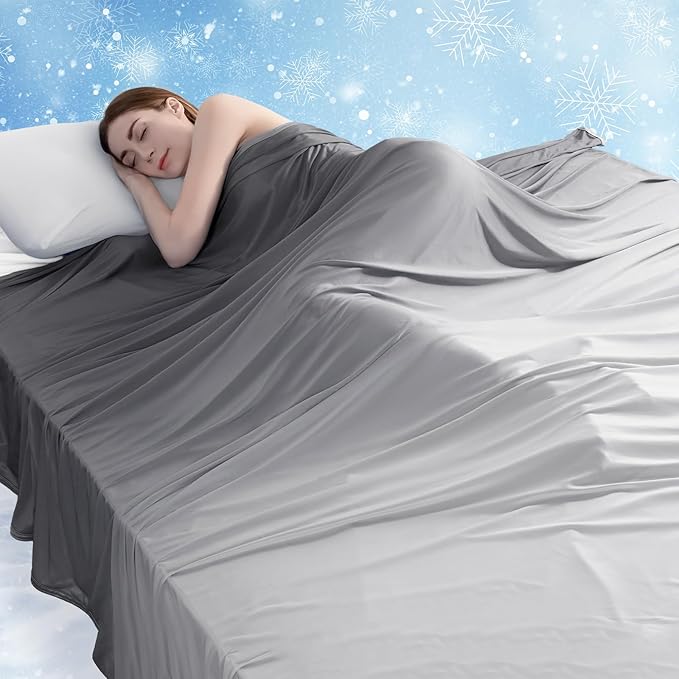 LUXEAR Gradient Cooling Blanket, Double-Sided Q-Max>0.5 Arc-Chill Summer Cold Blanket for Bed Sofa Chair Travel, Absords Heat to Keep Body Cool for Hot Sleeper & Night Sweats Adult Kids - Twin Grey