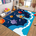 Outer Space Rugs,4x5ft,Kids Playroom Crawling Mat,Machine Washable,Non-Slip Carpet with Cartoon Planets and Rocket Design,Suitable for Kids Bedroom,Classroom,Nursery Decorative Rug
