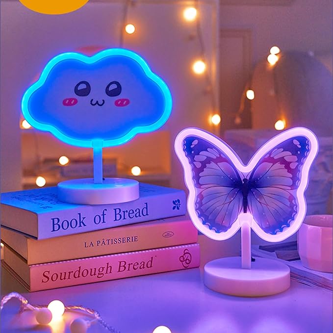 Blue Cloud Neon Night Light USB/Battery Dual Power Supply Touch LED Neon Sign Night Lights, Children's Room/Desk Atmosphere Light