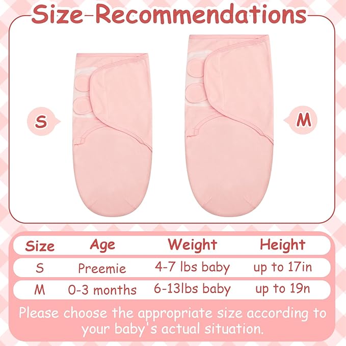 Ramede 6 Pack Preemie Swaddle Blanket with Hats Sleep Swaddle for Baby Boy Girl Preemie Newborn Sacks Soft Cotton Wearable(Bear,Pink)