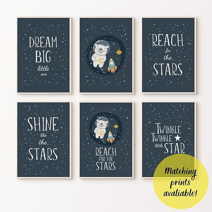 VUVUKU Space Themed Nursery Prints Outer Wall Art For Baby Boy Room Stars Galaxies Planets Kids Decor Bedroom Poster Playroom
