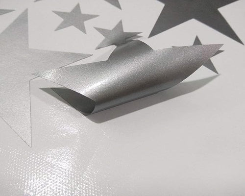 Assorted Silver Star Wall Vinyl Decals Stickers - 112pcs (1.18" to 1.97" Sizes) – Easy Peel and Stick, Perfect for Nursery, Kids Room, Bedroom Décor by BugyBagy