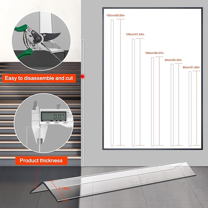 Clear Self-Adhesive Wall Corner Protectors-2 PCS of Corner Guards & Edge Protector for Baby, Furniture, Door, Tables, Cover Sharp Furniture, Easy to Install (3cmx90cm/1.18inx35.4in)