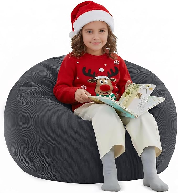 Nobildonna Bean Bag Chair Cover (No Filler) for Kids and Adults,Beanbag Stuffed Animal Storage Without Filling Plush Toys Holder and Organizer Soft Premium Corduroy 200L