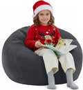 Nobildonna 3 ft Bean Bag Chair Cover (No Filler) 35"×43" Large Stuffed Animal Storage Bean Bag Washable Big Beanbag Chair Cover Premium Corduroy Bean Bag Cover for Adults,Kids,Dark Grey 300L