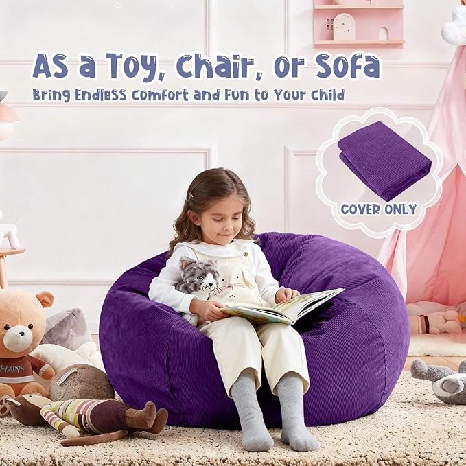 Nobildonna Bean Bag Chair Cover (No Filler) for Kids and Adults,Beanbag Stuffed Animal Storage Without Filling Plush Toys Holder and Organizer Soft Premium Corduroy 200L