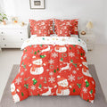 Red Christmas Comforter Set With Sheets 7 Piece King Size Cartoon Deer Snowman Bed in a Bag Kids Boys Girls New Year Red Bedding Set Reversible Xmas Decor Bedroom Decor Breathable Soft Lightweight