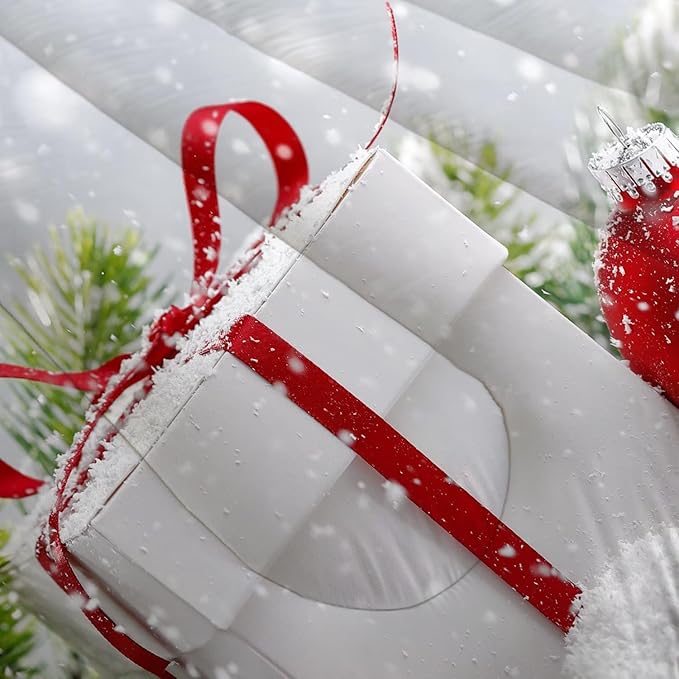 kxry Christmas Comforter Set Snow Scene Evergreen Bough Bedding Queen Size for Girls Boys Kids Gift Box Red Balls Quilt Duvet 1 Comforter + 2 Pillow Cases