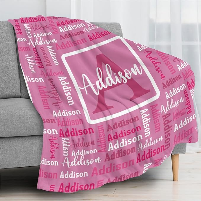 Dr.TOUGH Name Blanket Personalized Blanket for Adult Kids Flannel Customized Personalized Blankets and Throws