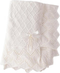Booulfi Knit White Baby Blankets Neutral,Crib Stroller Newborn Blankets for Boys Girls,Cotton Lace Crochet Winter Blanket Nursery Blanket New Baby Essentials, 38X39