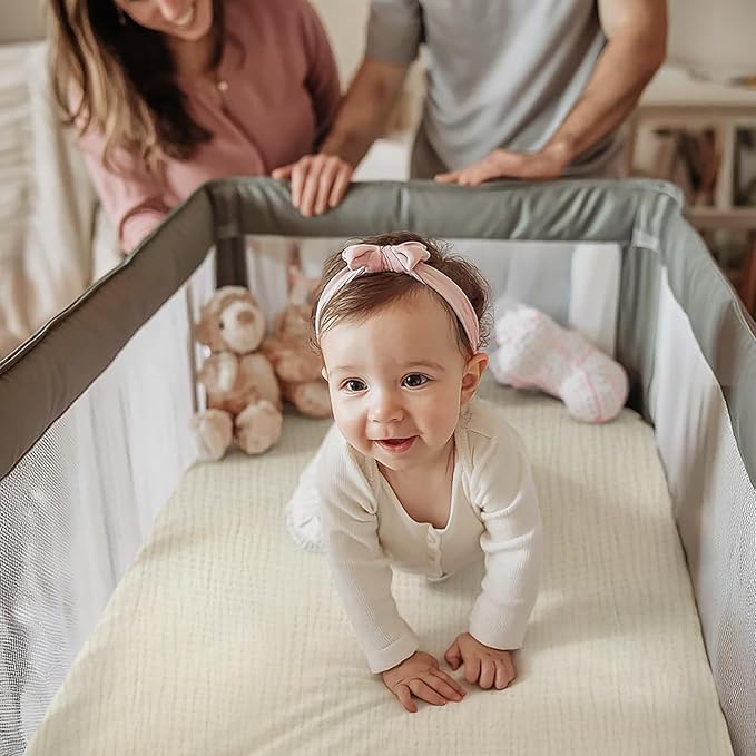 lulumoon Pack and Play Sheets Muslin: Cotton Fitted Sheets for Graco Pack N Play - Soft Playard Sheets for Boys and Girls 2Pack