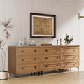 Modern Dresser for Bedroom with 9 Drawers, 3 in 1 Wooden Chest of Drawers with Organizer Storage for Bed Room,Livingroom Hallway Oak