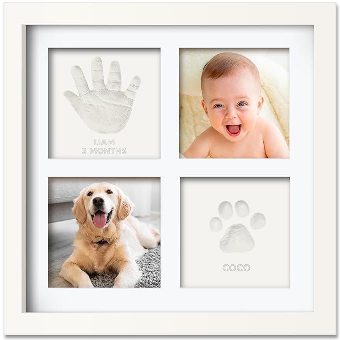 KeaBabies Baby Hand and Footprint Kit - Baby Footprint Kit, Clay Handprint Keepsake Frame, Nursery Picture Frame For Newborns, Personalized New Mom Gifts for Showers & Registry (Alpine White)