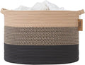 COMFY-HOMI XXXL Large Laundry Basket, Cotton Rope Nursery Woven Basket for Storage, Blanket Baskets Living Room Laundry Hamper, Dog Toy Storage Organizer, Home Decor-21''x21''x13.6''-Jute and Black