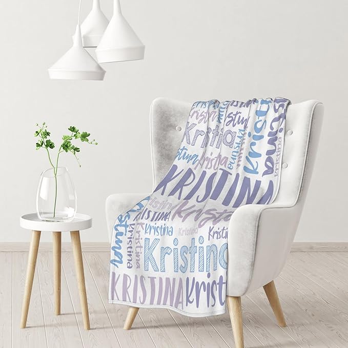 Dr.TOUGH Personalized Blankets with Name Customized Baby Blankets for Girls Boys Adults Monogrammed Blankets and Throws Christmas Birthday Mothers Fathers Valentines Day Gift (Light Purple,30''×40'')