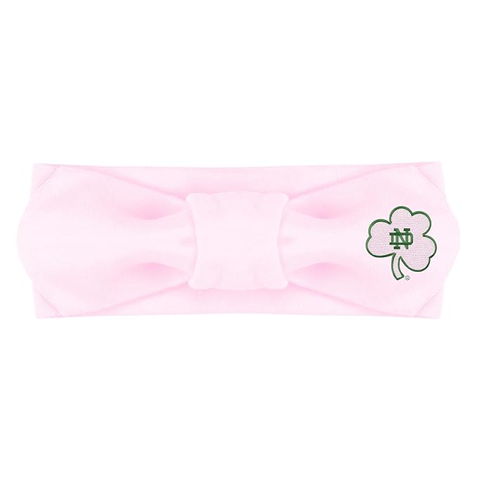 Creative Knitwear Notre Dame Fighting Irish Infant Girls Pink Solid Hair Knot Headband Embroidered Logo - Size Newborn - 4T