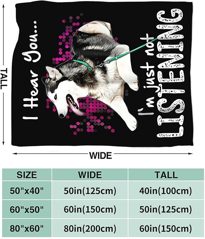 Tijuboni Husky Throw Blanket Dog Gifts for Girls Boys Women Men Kids Adults Soft Flannel Fleece Blanket for Couch Sofa Bed Home Decor 40"x50"