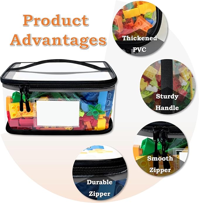 Upgraded Large Toy Storage Organizer, Clear Toy Storage Bags with Label & Manual Pocket for Puzzles, etc. (4PCS)