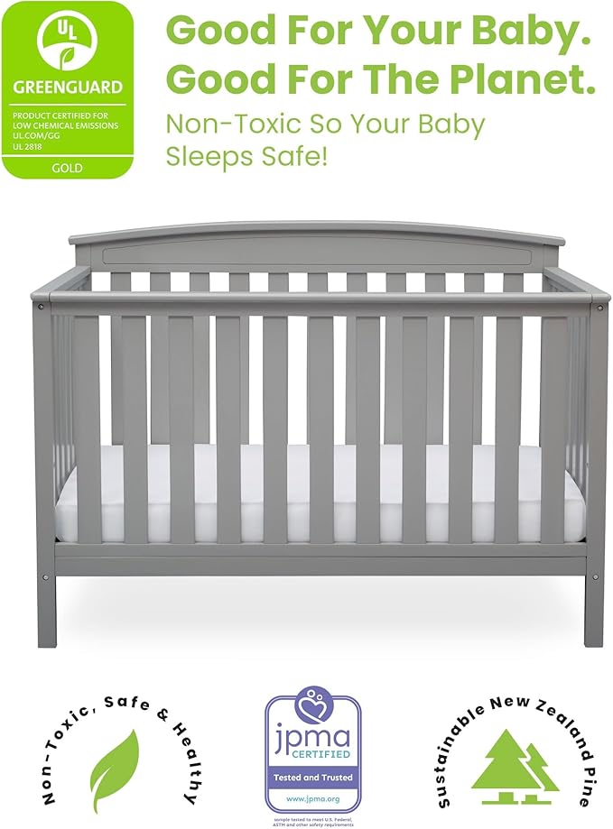 Delta Children Gateway 4-in-1 Convertible Crib - Greenguard Gold Certified, Grey