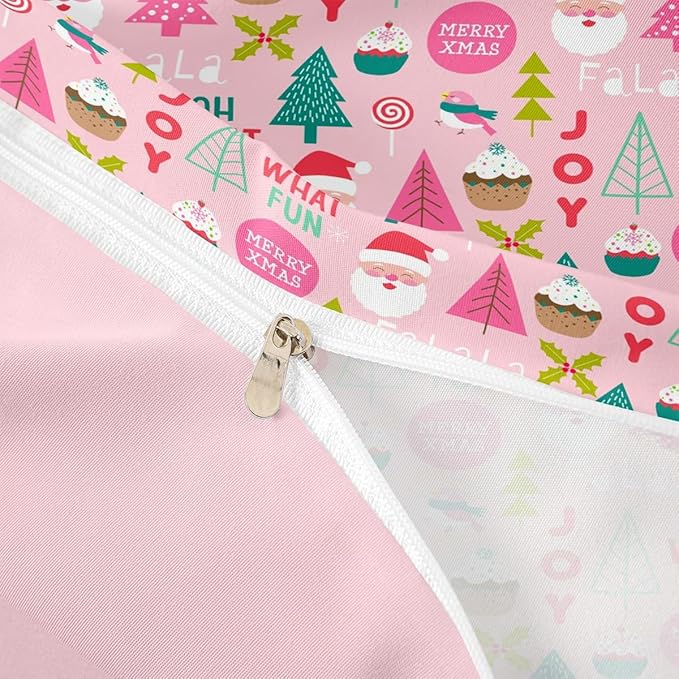 Feelyou Christmas Kids Bedding Set Cartoon Santa Claus Duvet Cover for Boys Children Teens Bedroom Decor Christmas Tree Comforter Cover Set Xmas Theme Bedspread Cover Full Size with 2 Pillow Case