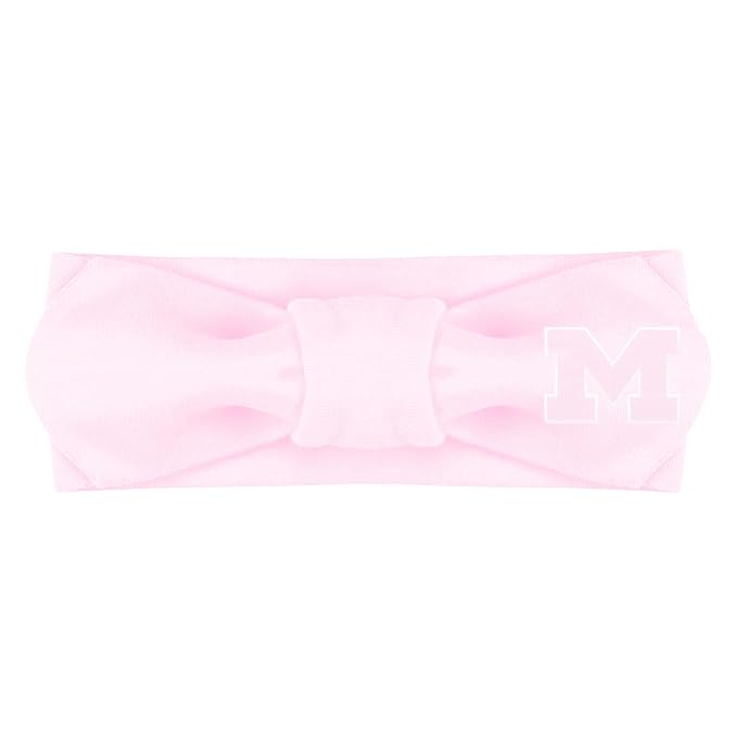 Creative Knitwear Michigan Wolverines Infant Girls Pink Solid Hair Knot Headband Embroidered Logo - Size Newborn - 4T