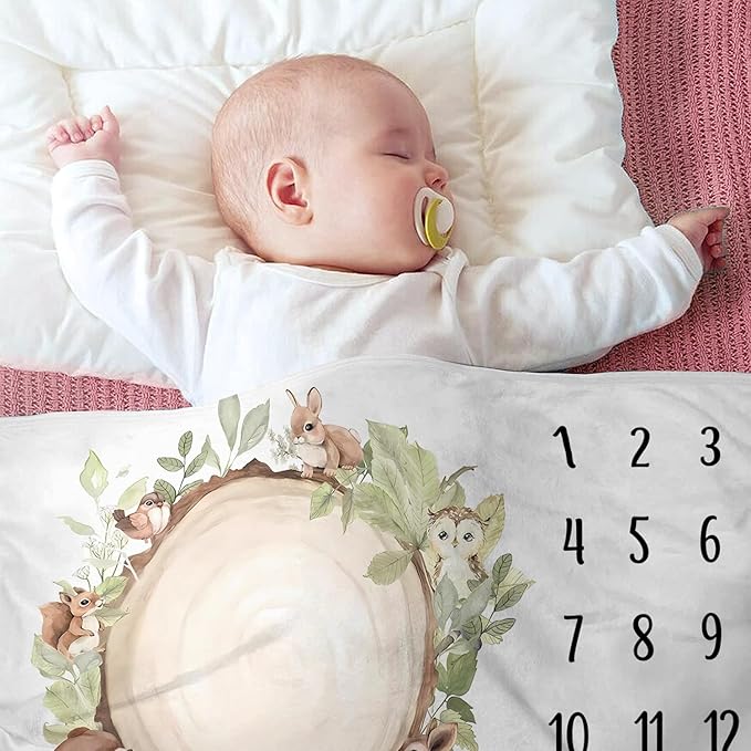 OLIVE OLIVIA Personalized Monthly Baby Milestone Blanket, Baby Months Blanket, Perfect Custom Newborn Gifts,30"x40"