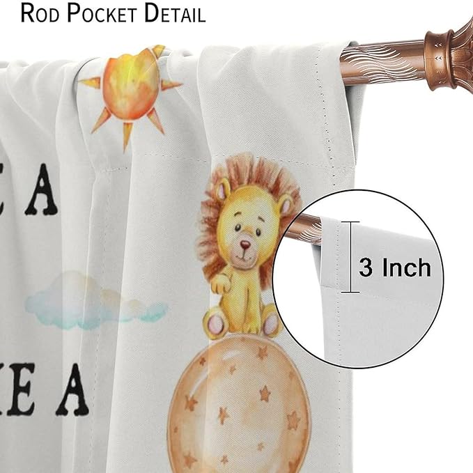 Cartoon Animals Curtains, Cute Jungle Animal Zebra Elephant Lion Giraffe Blackout Window Treatments, Rod Pocket Thermal Insulated Drapes 2 Panel Sets for Kids Bedroom Nursery Classroom, 72"W X 63"L