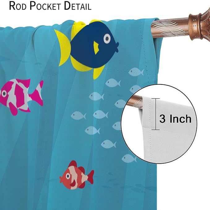Boy Window Curtains Submarine Window Drapes Yacht Window Treatments Underwater World Oasis Thermal Drapes for Kids Girls Toddler Teens Room Dorm Decor Set 2 Panels,52x84 Inches, Style-1