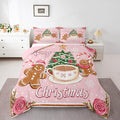 Feelyou Merry Christmas Comforter Set Queen Size Gingerbread Man Bedding Set for Kids Boys Girls Xmas Duvet Quilt Christmas Decor Bedroom Decor Microfiber 3 Pcs with 2 Pillow Cases