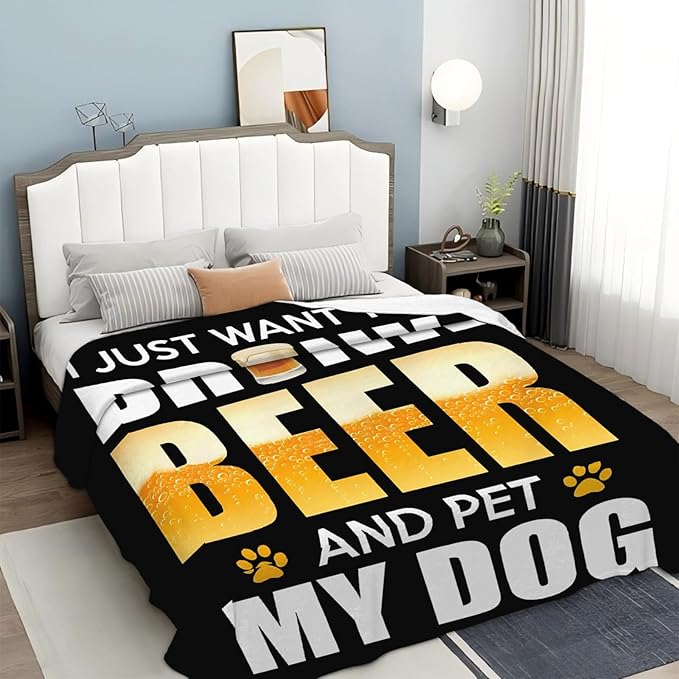 Tijuboni Beer Throw Blanket Beer Gifts for Men Women Adults Soft Flannel Fleece Blanket for Couch Sofa Bed Home Decor 40"x50"
