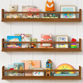 36 Inch Wall Bookshelf for Kids Room, Large Floating Nursery Book Shelves for Baby Girls Boys Toddlers (36", Walnut)