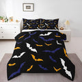 Erosebridal Bat Comforter Set King Size for Kids Boys Happy Halloween Decor Quilt with 2 Pillow Cases Bats Animal Silhouette Bedding Set Gothic Spooky White Duvet Insert,Orange