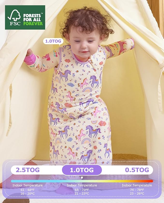 Rayon Made from Bamboo Viscose Sleep Sack 0-36 Months 1.0 Tog for Toddler and Baby sleepers 2-Way Zipper Newborn Sleep Sacks