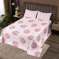 Bowknot Princess Kid Bedspread Twin Size,Disco Crystal Ball Western Cowgirl Coverlet Set,Girls Women Room Decor,Star Bow Tie Sweet Romantic Quilted Coverlet,Pink Dreamy Bedding Quilt,1 Pillowcase