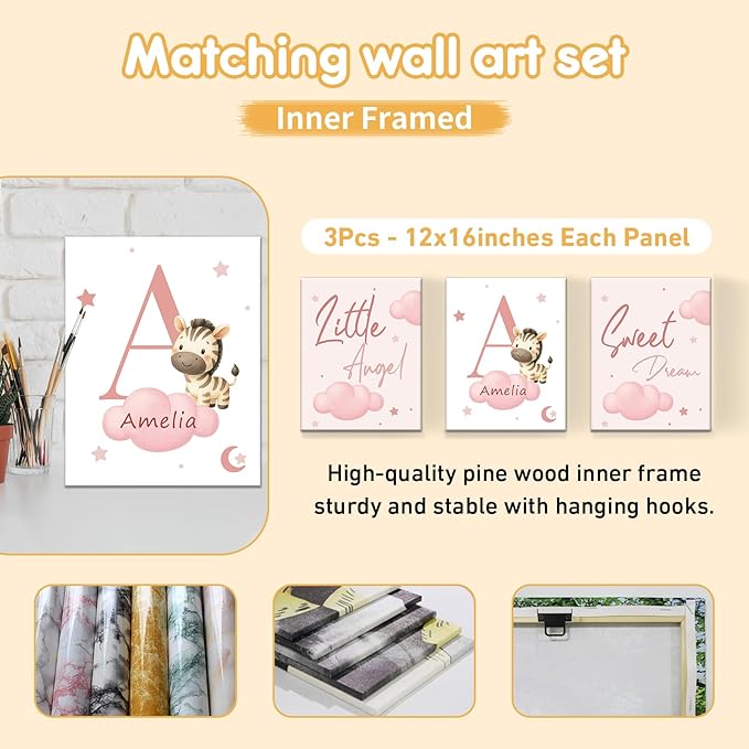 Personalized Baby Crib Bedding Set, 5 Pcs Custom Name Nursery Bedding Set, Pink Zebra Baby Bedding Set for Girls Boys, Double Layer Crib Sets, Customized Gifts for Infants Toddlers New Parents