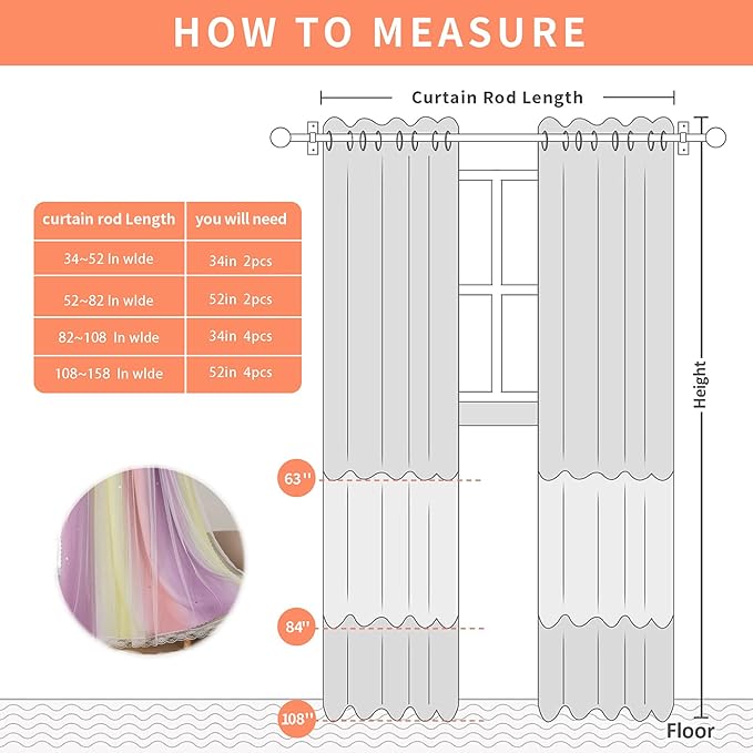 XiDi Girls Curtains for Bedroom 84 Inches Long 2 Panels Pink Yellow Purple Rainbow Blackout Curtains for Little Girl Kids Room Decor Living Room, Princess Unicorn Wall Decals Grommet Drapes 52x84