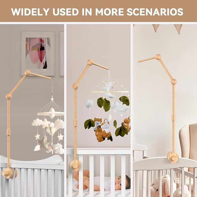 FEISIKE Crib Mobile Arm, Natural Beech Wooden Mobile Arm for Crib, Baby Mobile Hanger for Girls Boys Baby Nursery Decor 33.86 inch