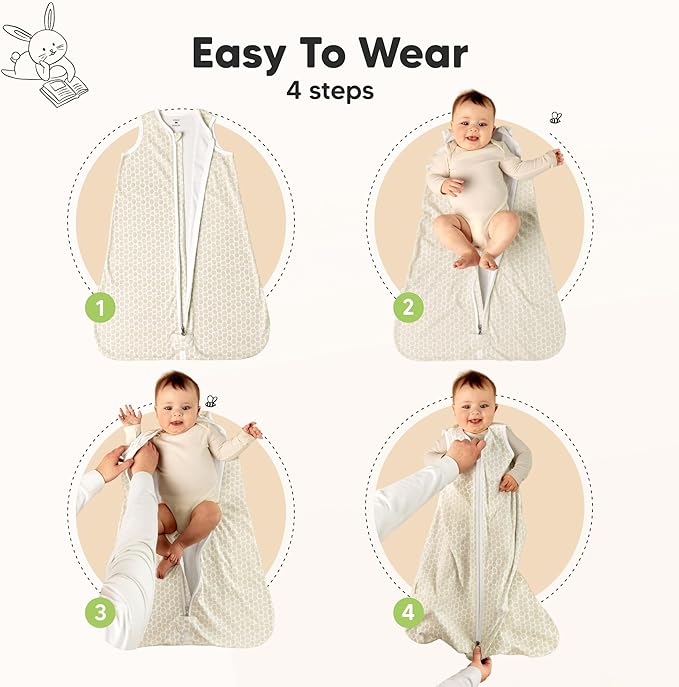 2-Pack Baby Sleep Sacks,Zipper Wearable Blanket - 0.5TOG Organic Cotton,Lightweight,Soft Cozy Toddler Sleeping Sack 6-12 months,Easy to Wear Large Newborn Transition Swaddles Sleepsacks(BumbleBear)