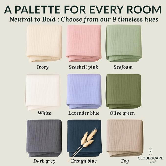 Cloud Scape Linen 4 Layer Oversized Muslin Blanket King Size - 100% Cotton, Lightweight & Breathable All Season Blanket for Bed, fits California King, 92x108, Beige Fog