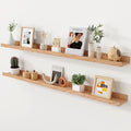 Axeman Oak Picture Ledge Shelf, 48 Inch Floating Shelves Set of 2, Solid Oak Wood Wall Shelves with Lip, Wall Decor Storage for Bedroom Living Room Bathroom Kitchen Nursery Photo Picture, Natural Oak