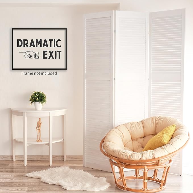 YYS Black and White Dramatic Exit Wall Art Funny Quote Poster Trendy FunMinimalist Typography Canvas Prints For Home Office and Hallway Wall Decor 08x10 inch Unframed