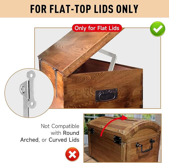 2 Pack | Toys Box Hinges Soft Close - HBL’ Lid Support Chest Hinges for Wooden Toy Box, Cedar, Storage Trunk & Benches, Made of Zinc Alloy, Safety & Heavy Duty.