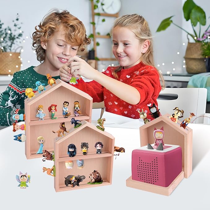 Tonie Shelf for Toniebox, 3 Small House Shape Tonie Shelf for All Your Tonie Accessories, Toniebox Charactors and Tonie Figures, Display Collection, Display Dolls