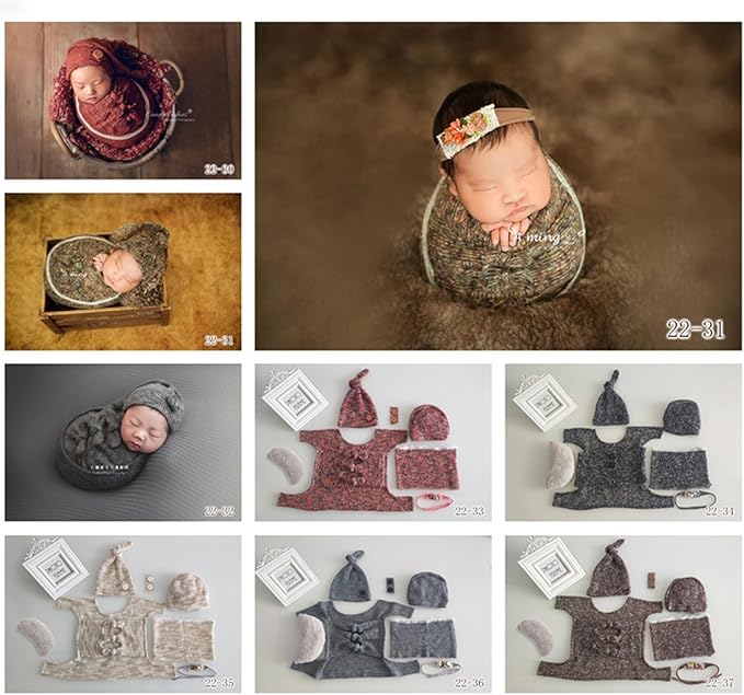 Baby Photography Props Hat Wrap Newborn Photo Props Photoshoots Accessories Infant Photo Stretchy Knit Wrap Blanket Accessories