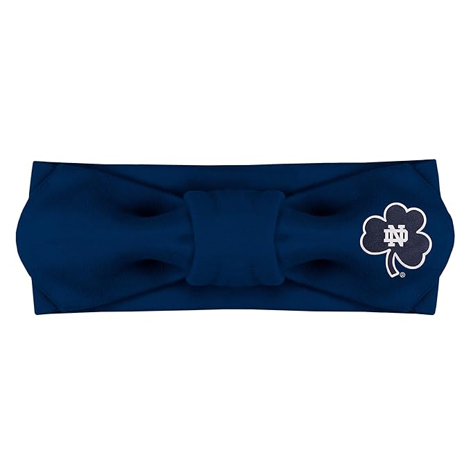Creative Knitwear Notre Dame Fighting Irish Infant Girls Navy Solid Hair Knot Headband Embroidered Logo - Size Newborn - 4T