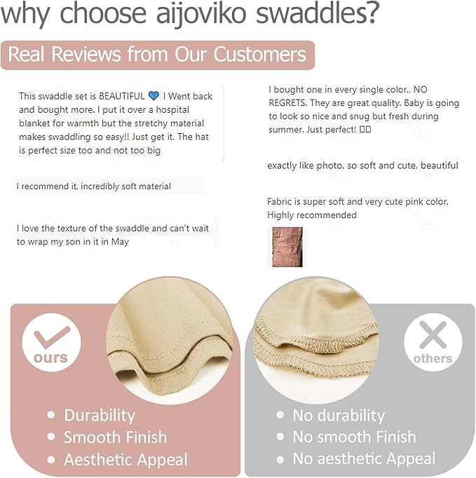 Newborn Swaddle Blanket with Hat Set Baby Swaddle Set Hospital Receiving Blankets for Girls Boys(Khaki)