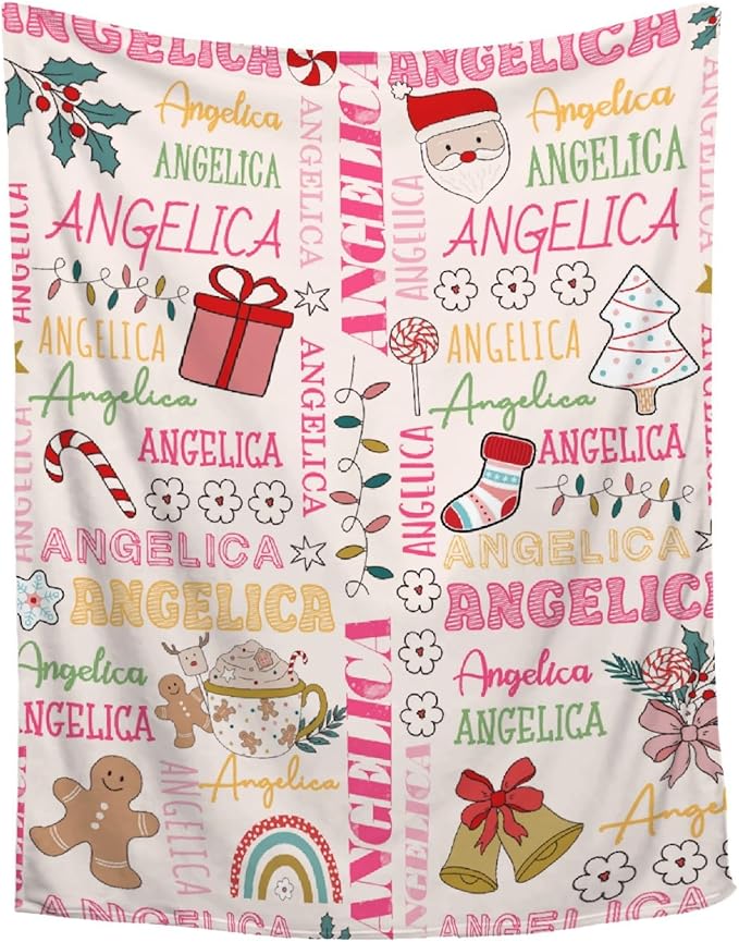 Custom Christmas Blanket | Personalized Holiday Blanket for Boys Girls | Plush Cozy Custom Name Blanket | Christmas Decor Personalized Gifts Name Blanket | 50"x60"-Teens/Travel Size