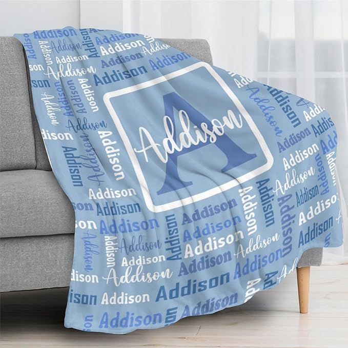 Dr.TOUGH Name Blanket Personalized Blanket for Adult Kids Flannel Customized Personalized Blankets and Throws