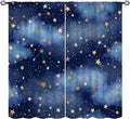 Starry Sky Curtains, Starry Scenery Blue Night Sky Stars Window Drapes for Kids Boys Girls Bedroom Living Room 42" W X 45" L(No Blackout)