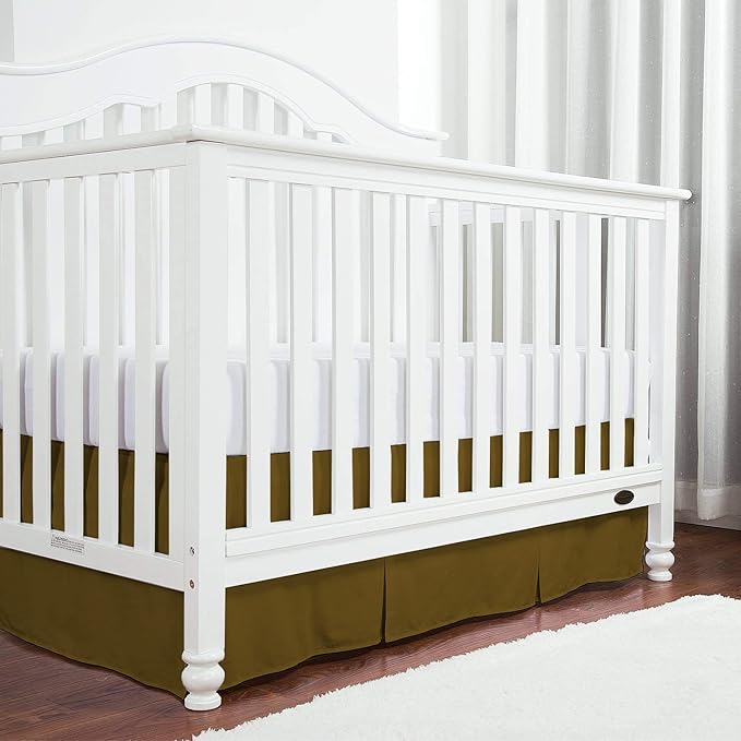 Box Pleated Crib Bed Skirt Premium 100% Cotton 800 Thread Count Nursery Crib Toddler Bedding Crib Bedskirt for Baby Boys or Baby Girls, (28" x 52") + 14" Drop Lenght - Taupe Solid